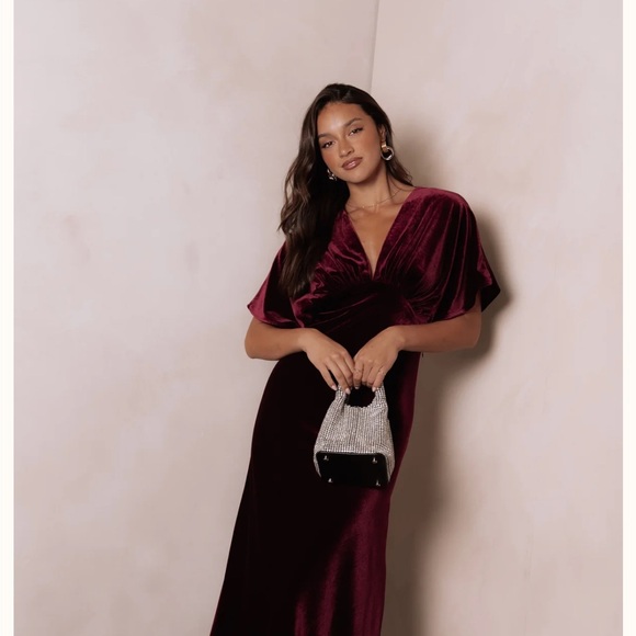 Petal & Pup Burgundy Velvet Maxi Dress - Picture 3 of 5